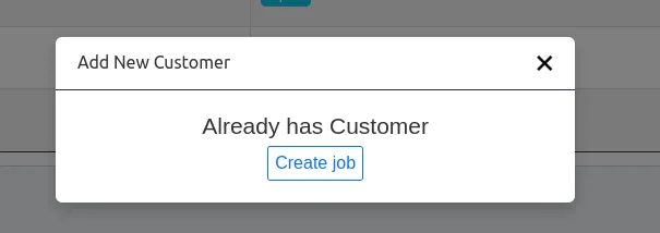 Job created automatically for an existing customer after converting a self-check-in request