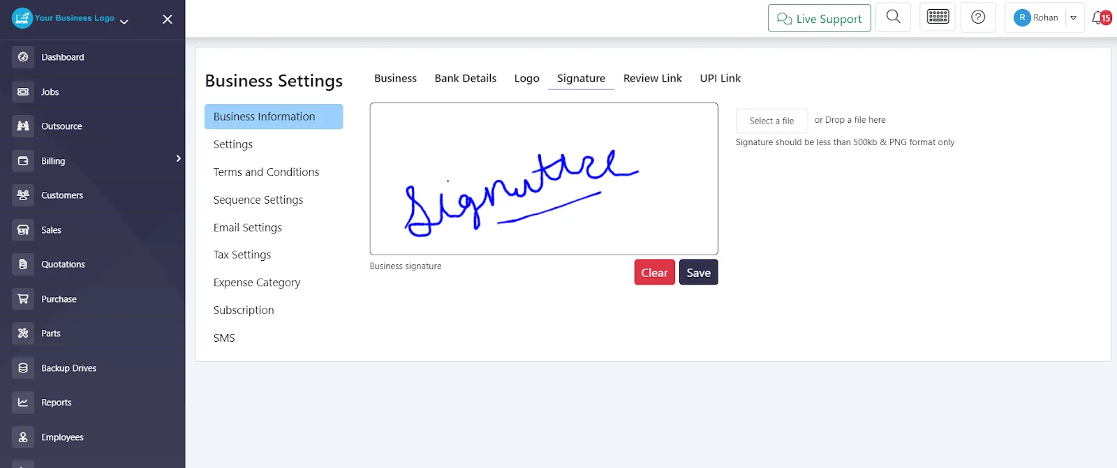 Drawing a business signature on the BytePhase signature pad with a mouse