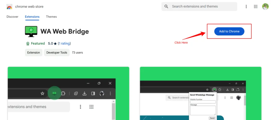 Add to Chrome button for the WA Web Bridge extension