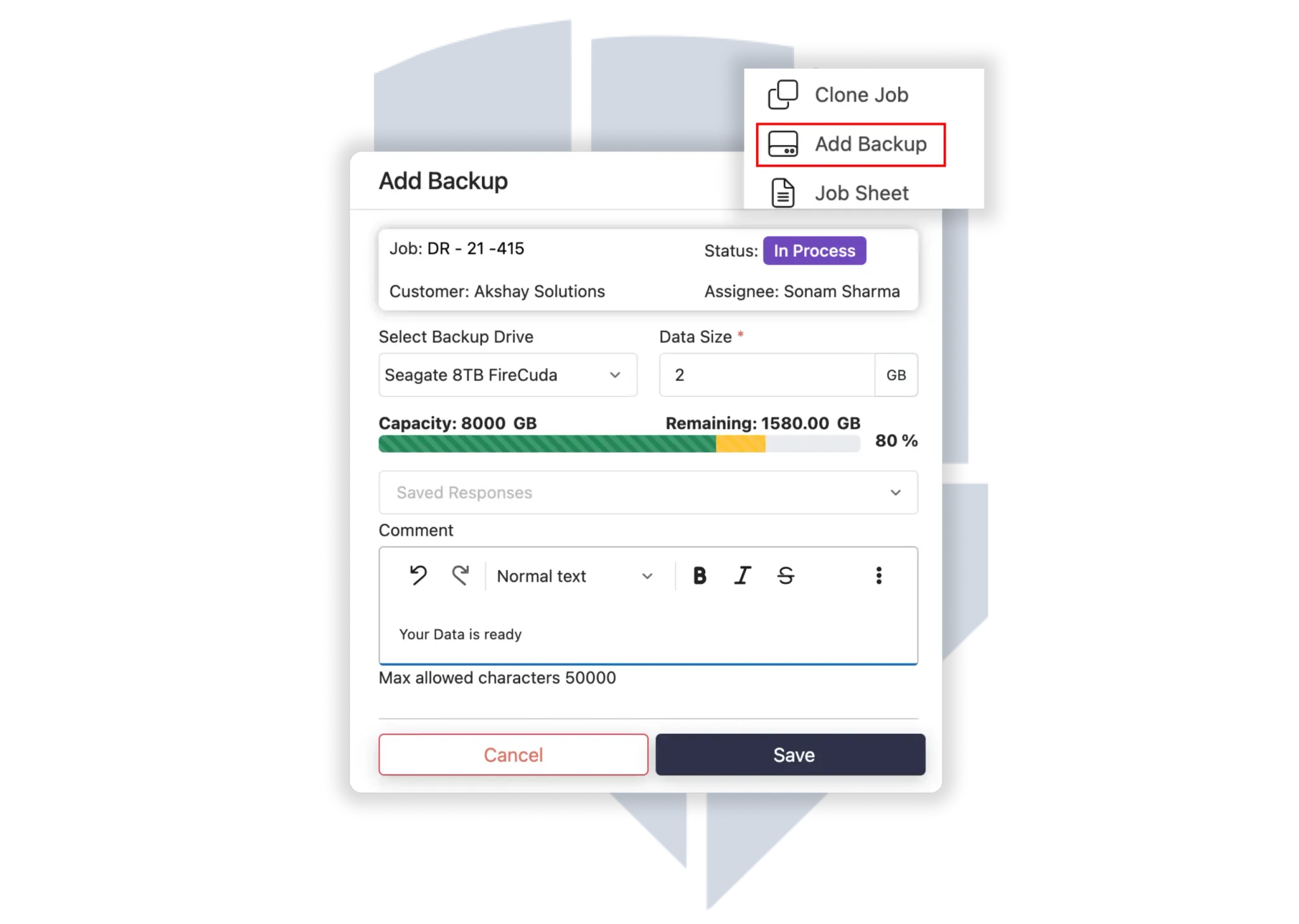 Store Recovered Data on Local Hard Drives with BytePhase Selecting a local hard drive to store recovered data in BytePhase CRM.