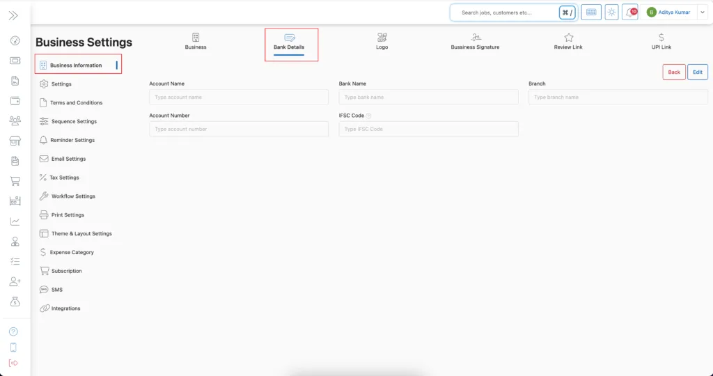 Adding Bank Details in BytePhase
