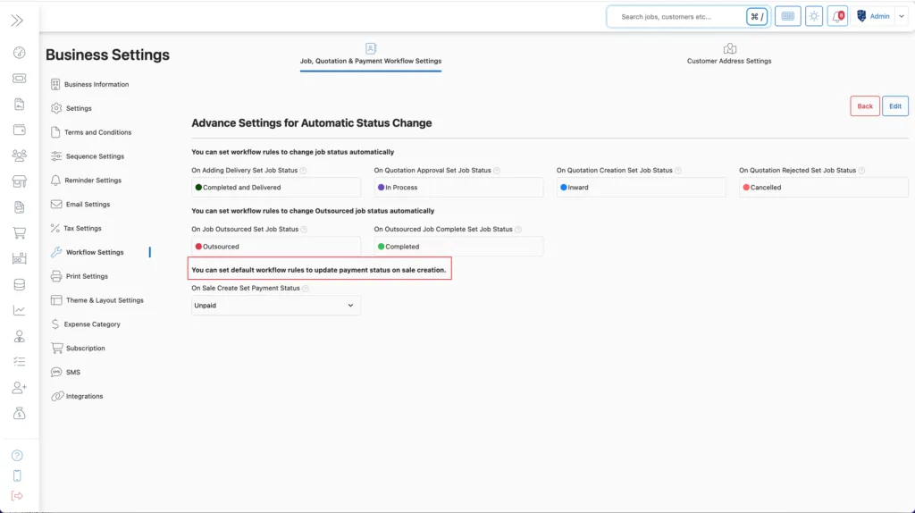 Configure automatic payment status