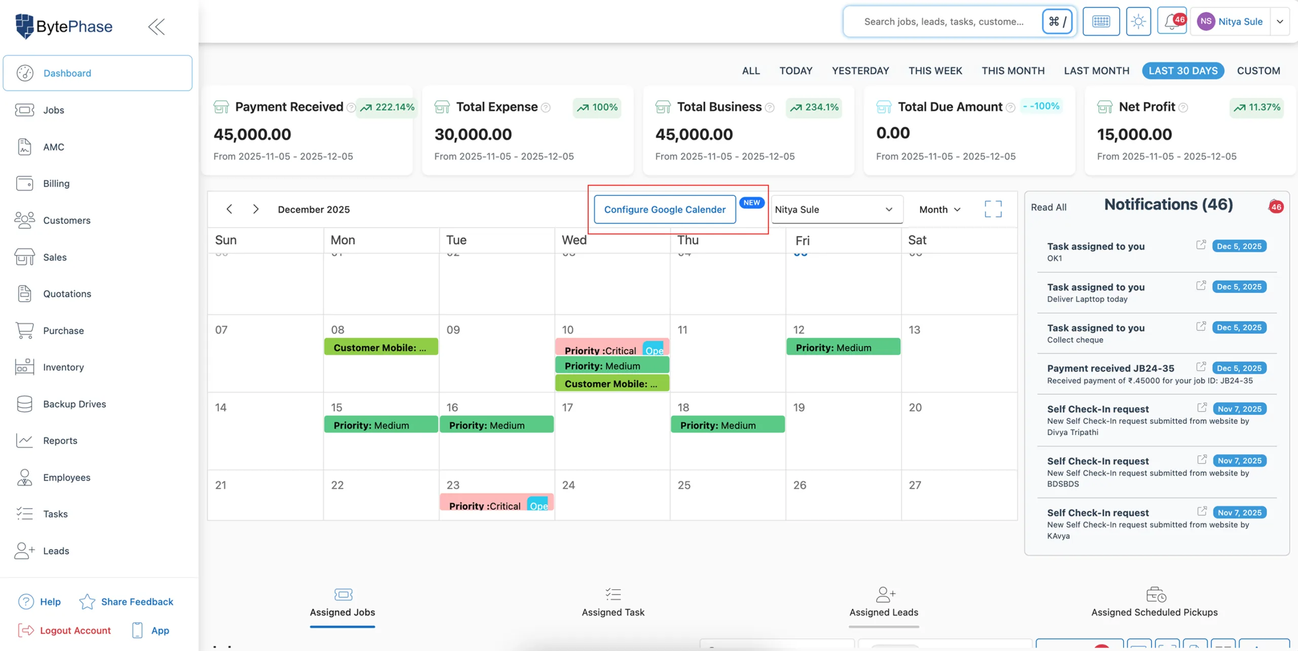 Navigate to Dashboard