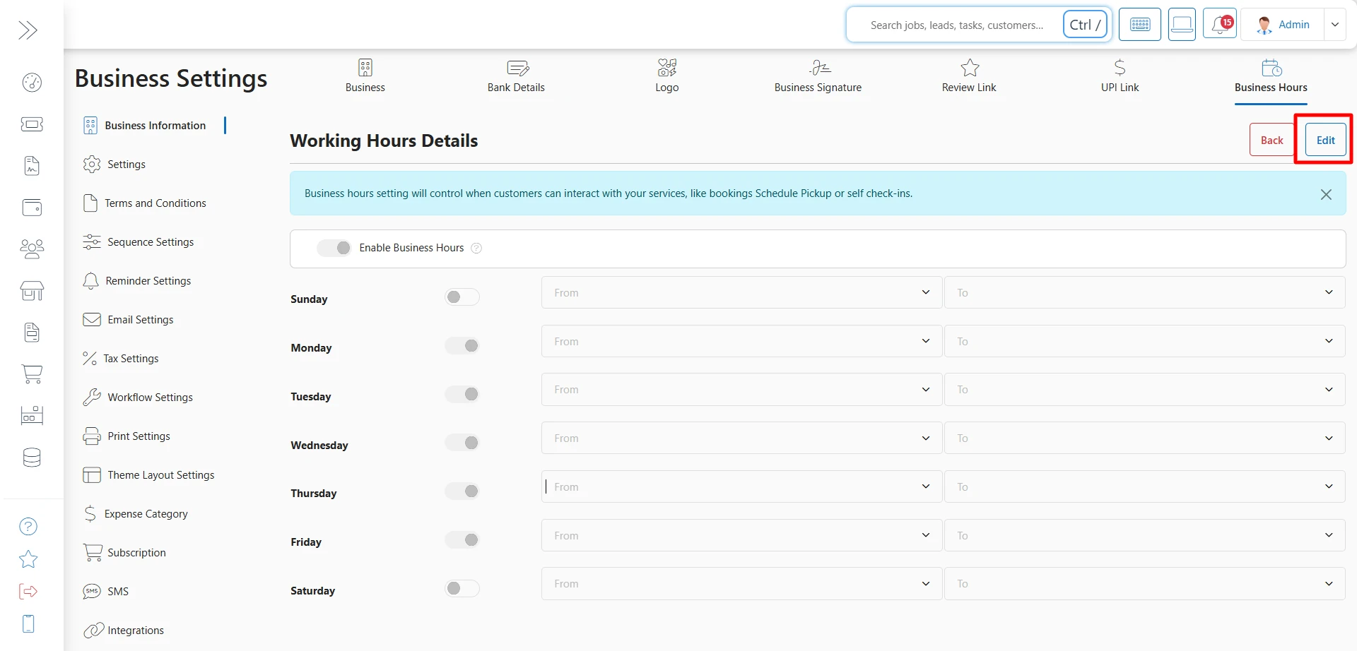 click on Workflow Settings in BytePhase