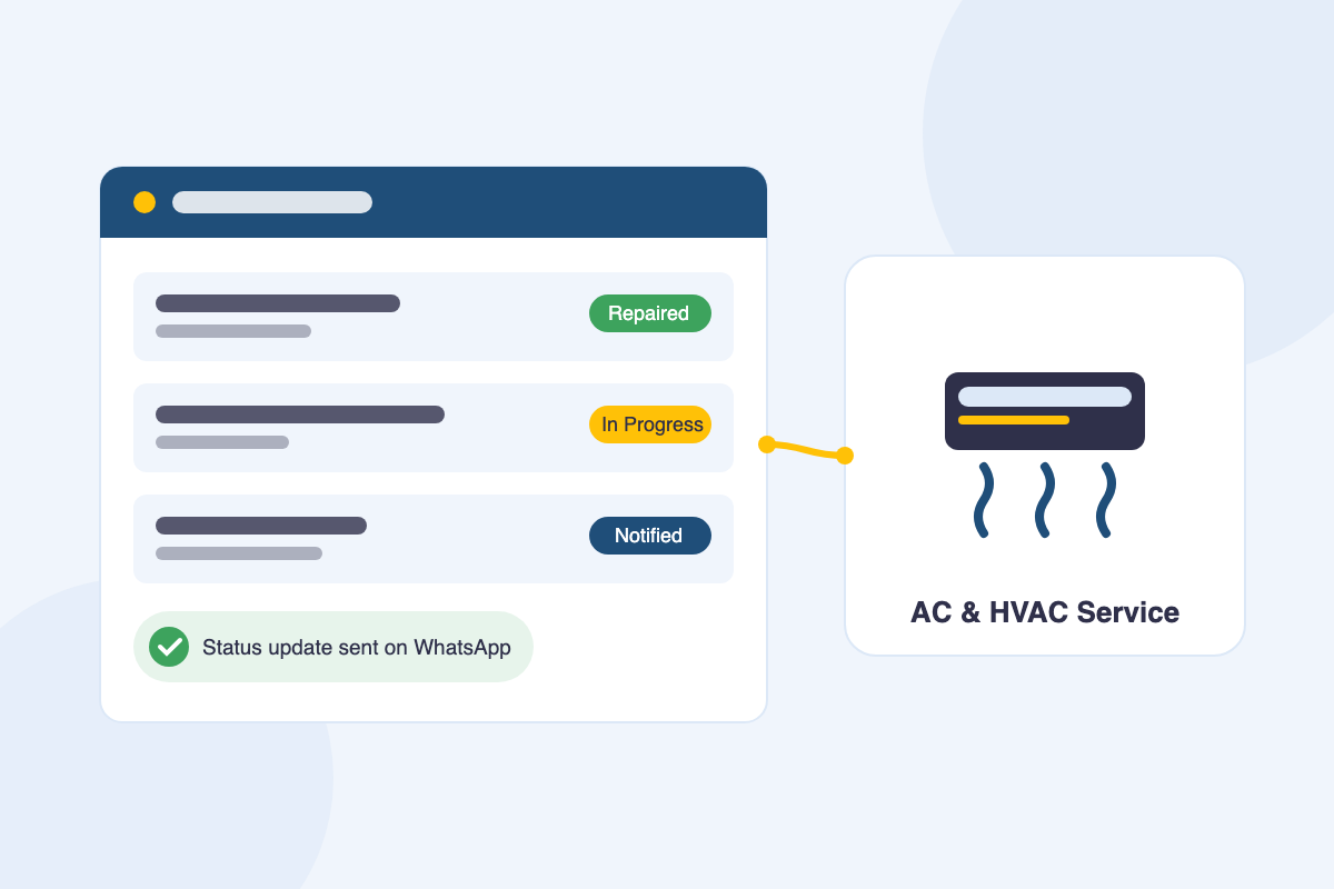 AC service management software dashboard tracking HVAC technicians and AMC contracts