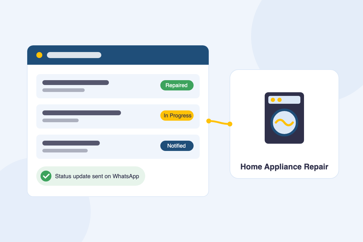 home appliance repair software Hero Appliance repair software dashboard tracking refrigerator and washing machine repair tickets