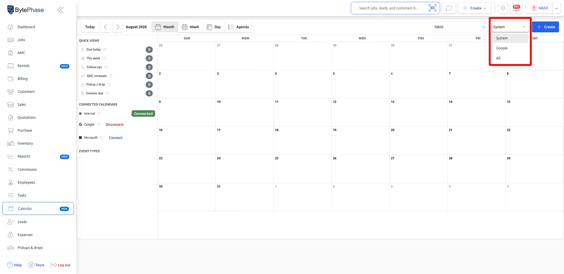 Calendar-selection1 Google Calendar events successfully syncing on the BytePhase Calendar page